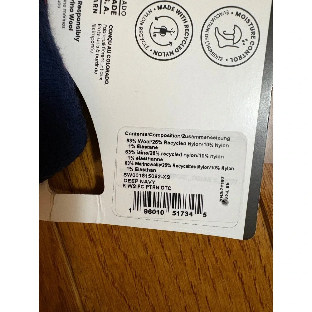 Smartwool Kids Wintersport Merino Wool Full Cushion Ski Socks Navy Blue XS‎ NEW